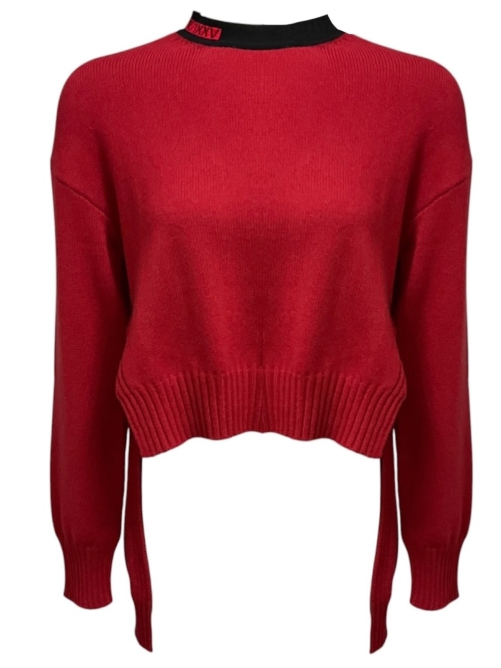 Fendi Red / Black High Low Cashmere Knit Pullover Sweater